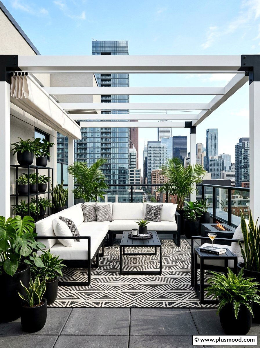 Modern black and white patio - 25 summer patio color ideas