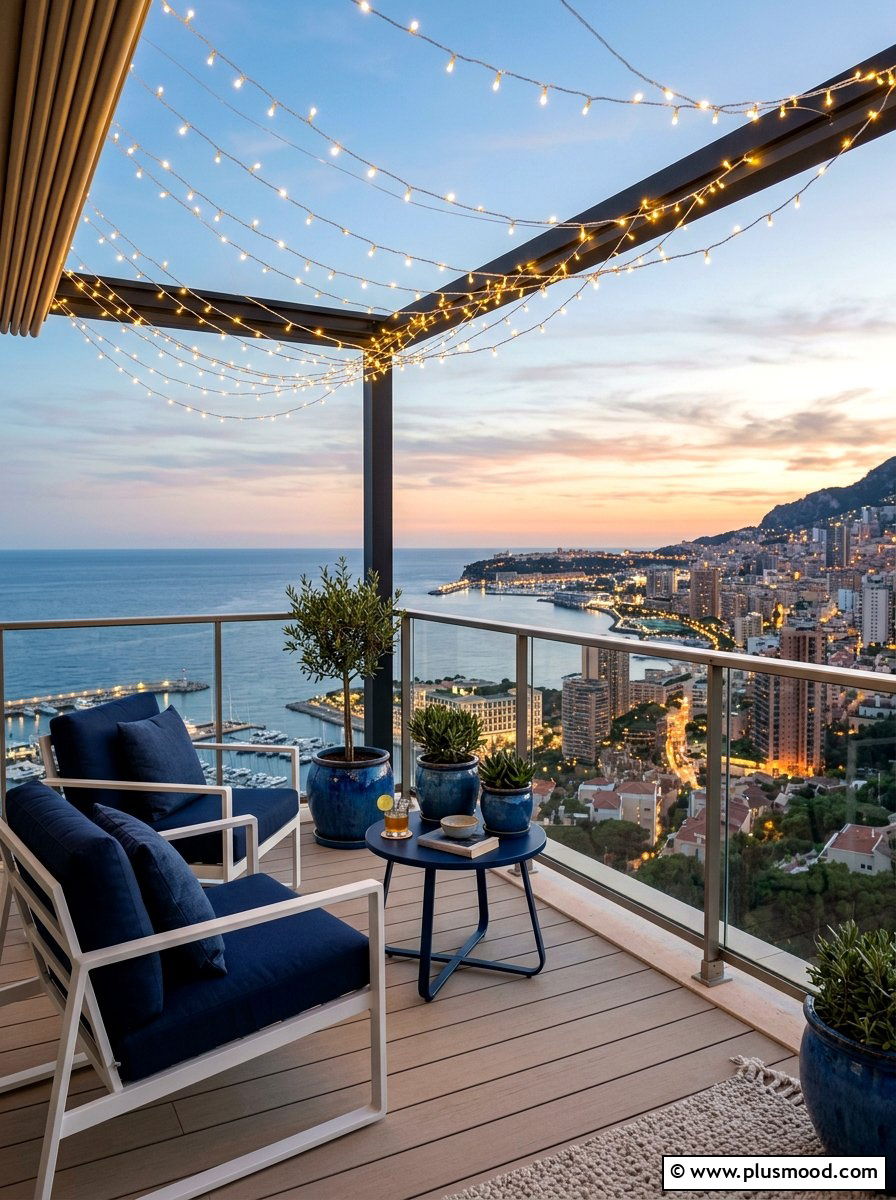 Modern coastal balcony - 25 summer decor ideas with blue and white