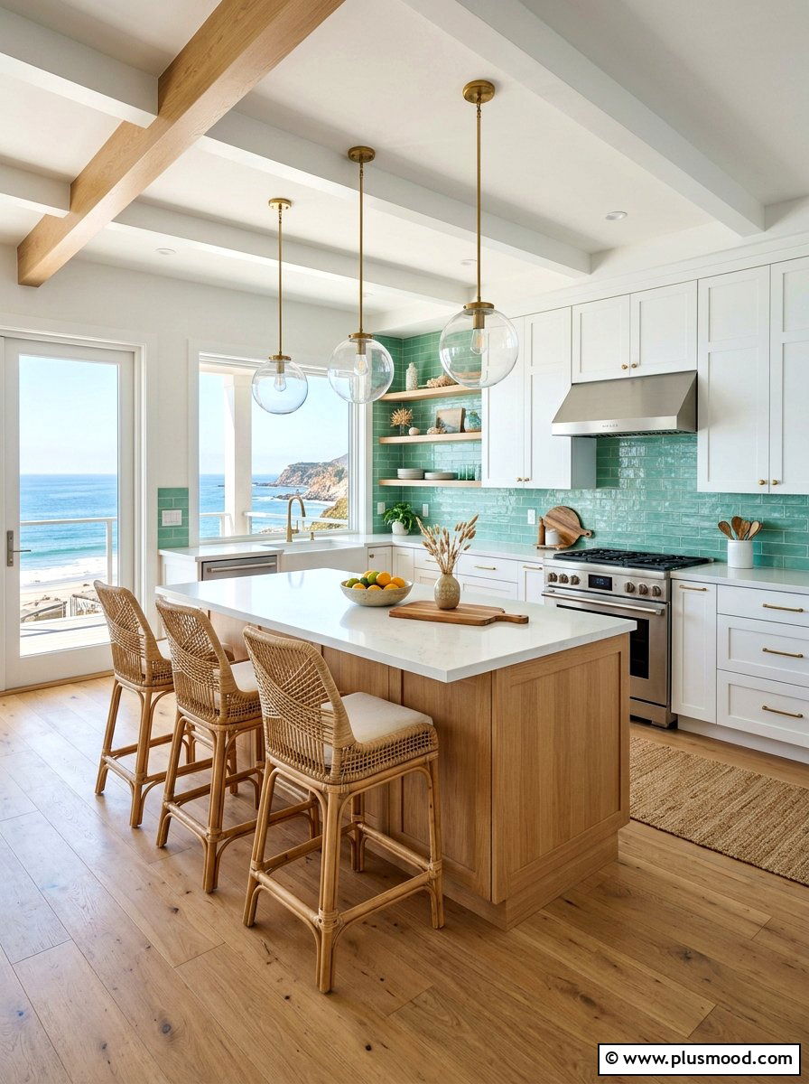 Modern coastal kitchen - 25 summer coastal home decor ideas