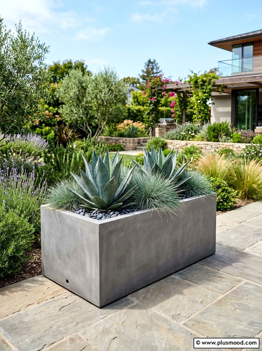 Modern concrete planter - 25 small backyard ideas with raised garden
