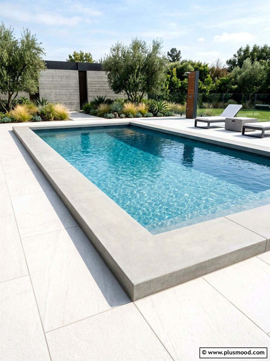 Modern concrete pool coping - 25 pool landscaping ideas for small spaces