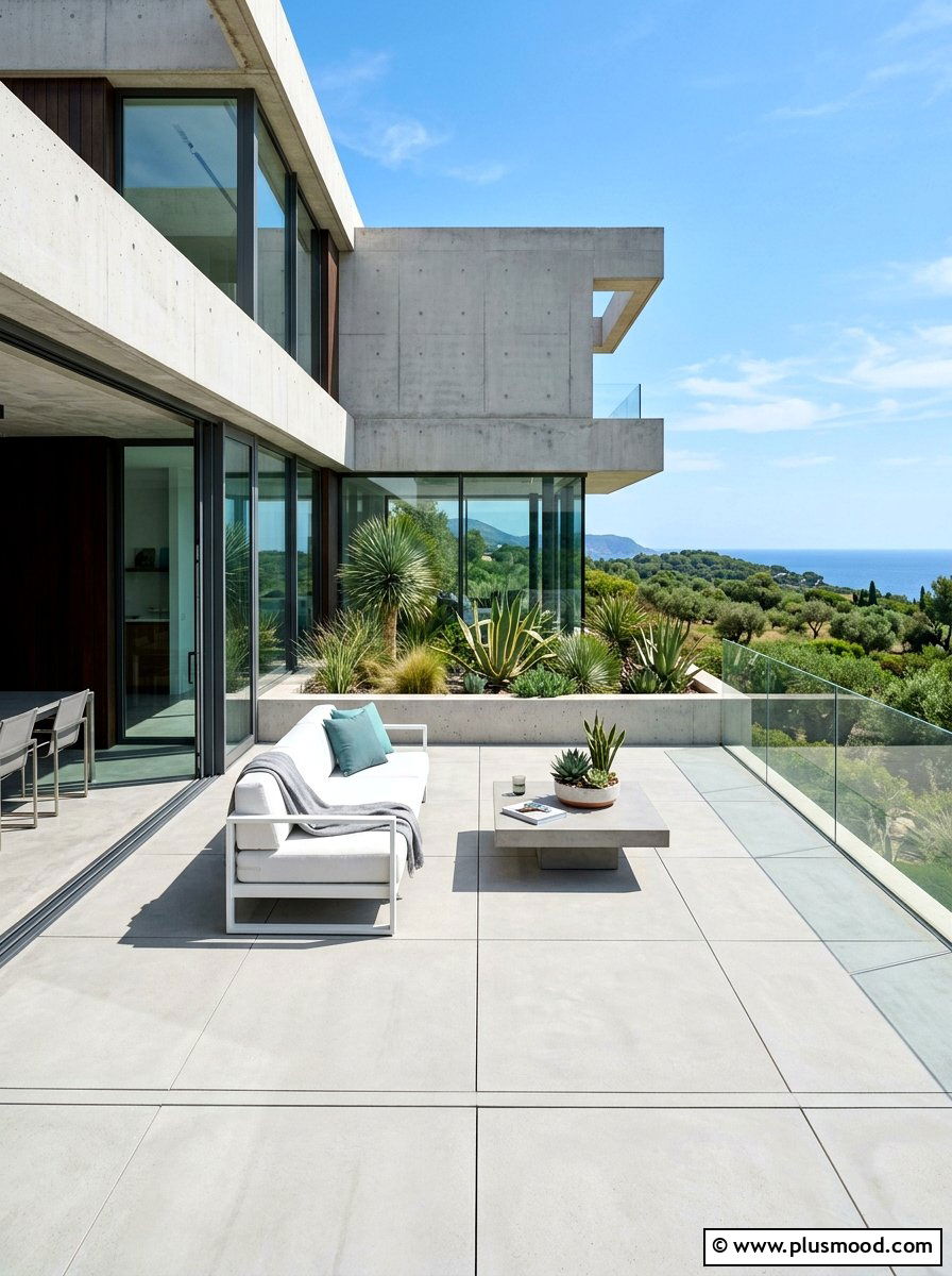 Modern concrete terrace - 25 summer concrete patio ideas for summer