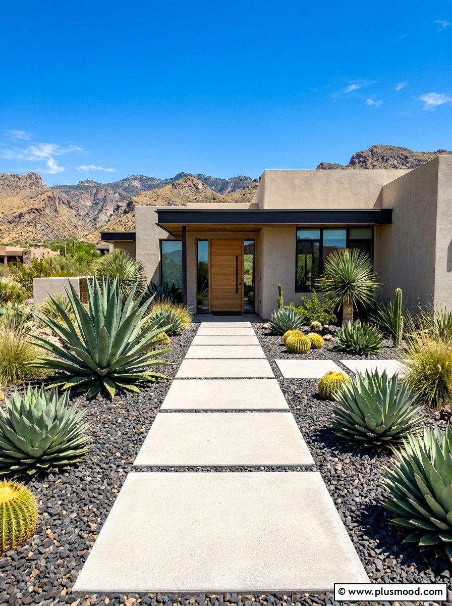 Modern desert front yard - 25 summer desert landscaping ideas