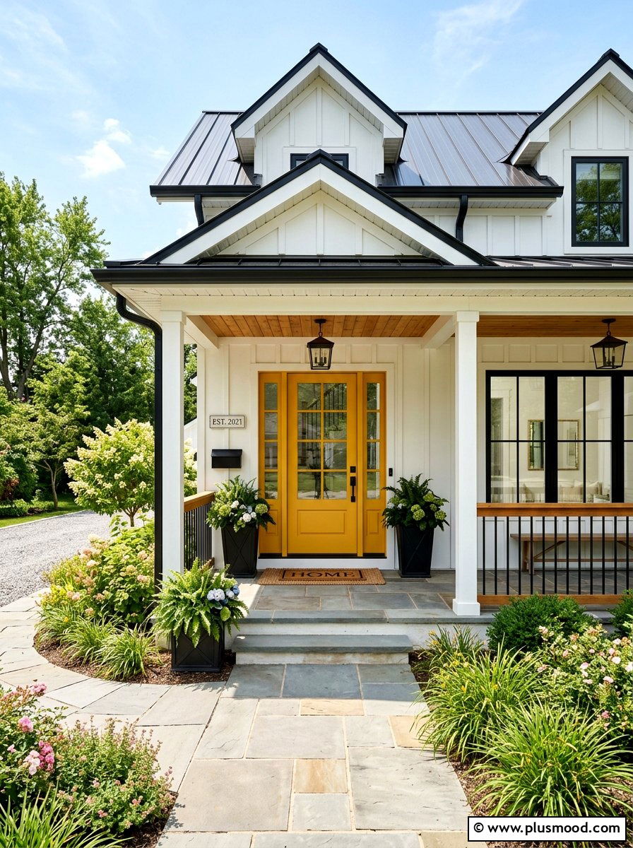 Modern farmhouse yellow front door - 25 summer yellow front door ideas