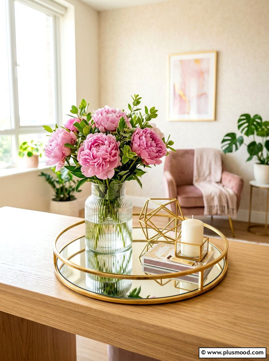 Modern floral tray - 25 summer tray decor ideas for living room