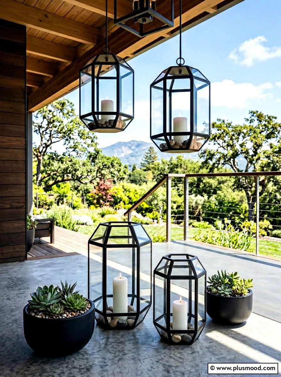 Modern geometric lantern - 25 summer lantern ideas for front porch