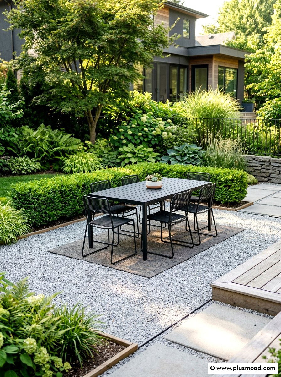 Modern gravel patio - 25 small backyard ideas for minimalist style