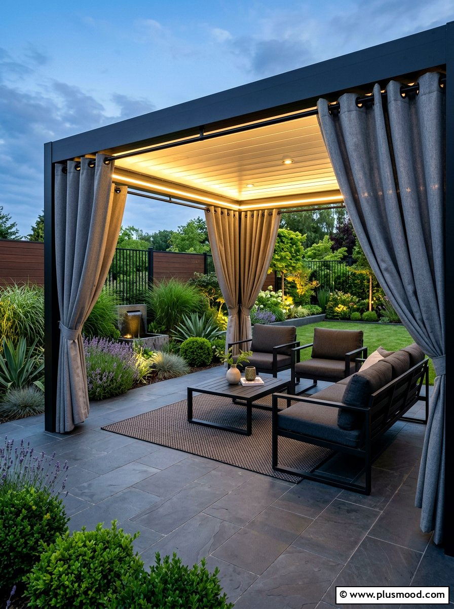 Modern gray patio curtains - 25 summer patio curtain ideas