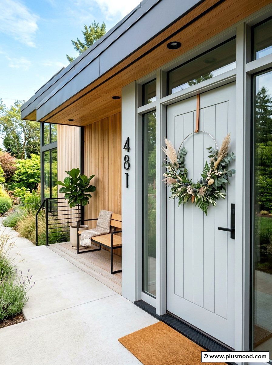 Modern hoop wreath - 25 summer front porch wreath ideas