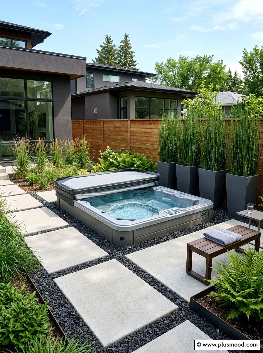 Modern hot tub landscaping - 25 small backyard ideas with hot tub