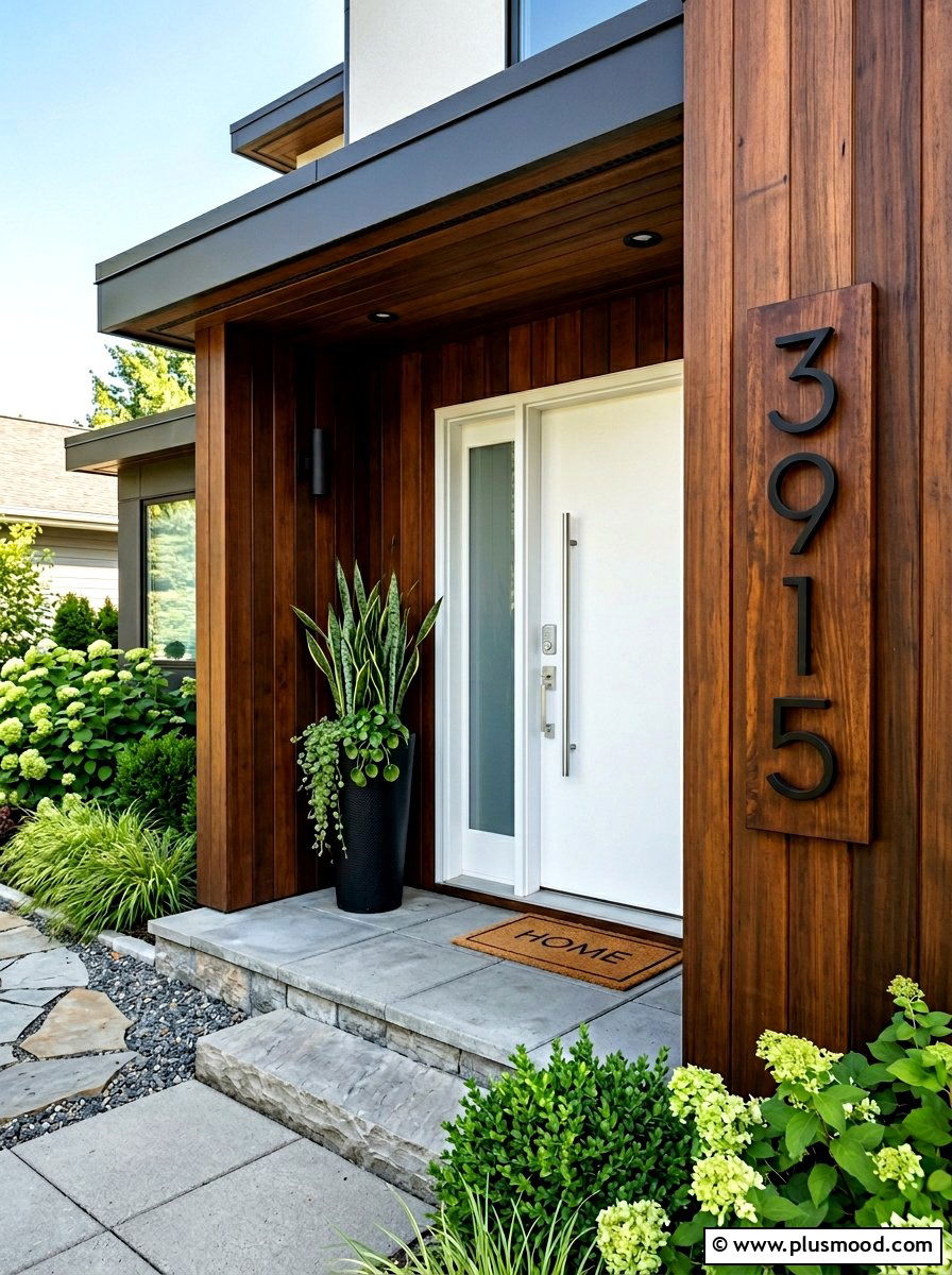 Modern house numbers - 25 summer small porch curb appeal ideas