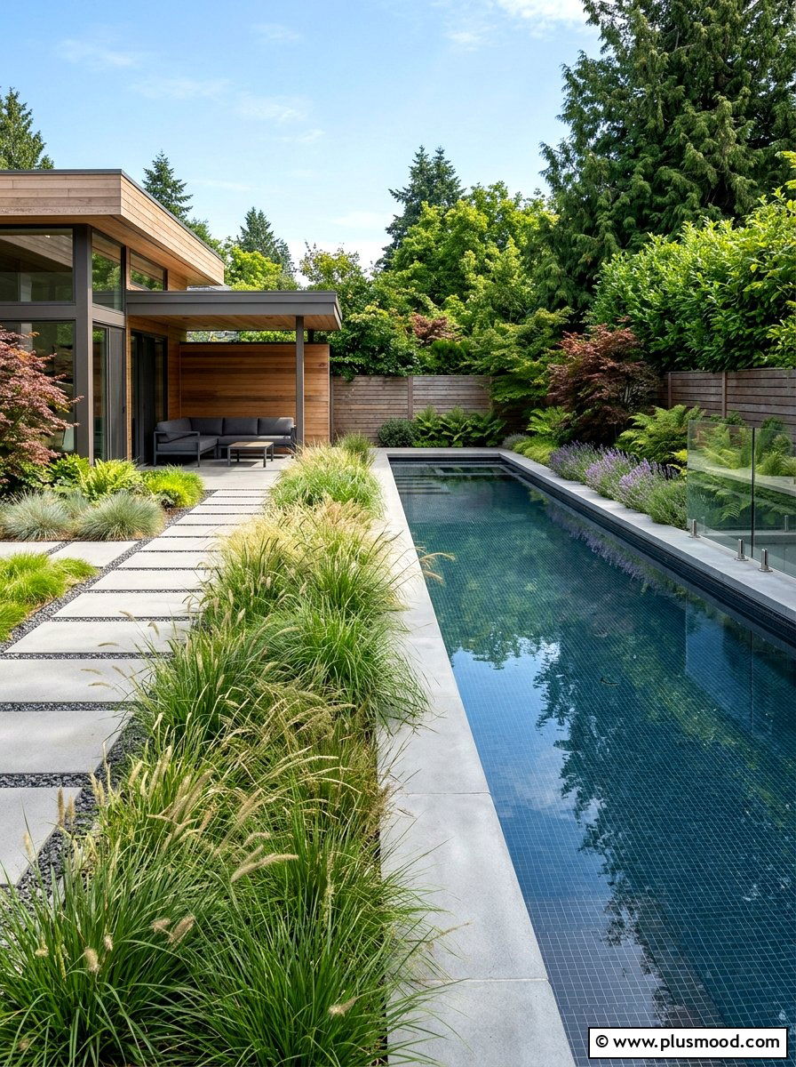 Modern lap pool landscaping - 25 pool landscaping ideas for small backyards