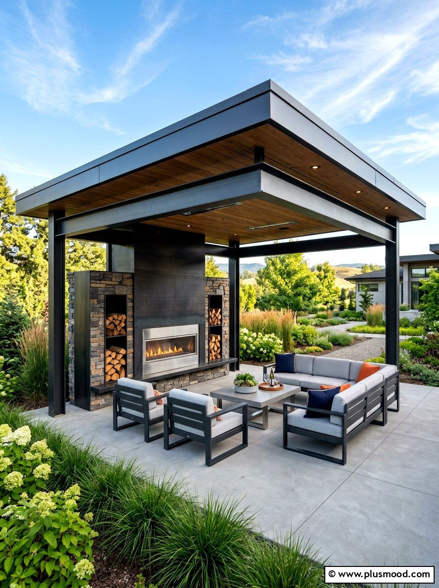 Modern metal pavilion - 25 summer patio shade ideas