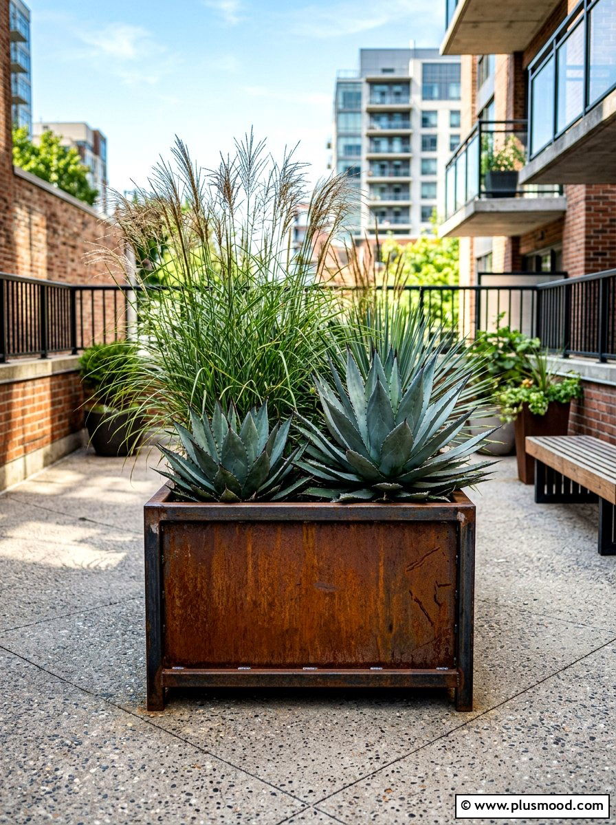 Modern metal planter - 25 summer planter box ideas