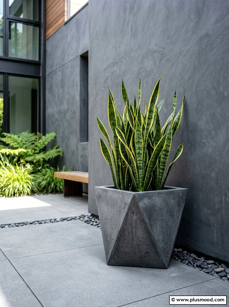 Modern minimalist planter - 25 small backyard ideas with container garden