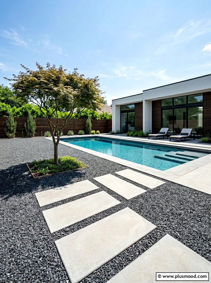 Modern minimalist pool gravel - 25 pool landscaping ideas with gravel