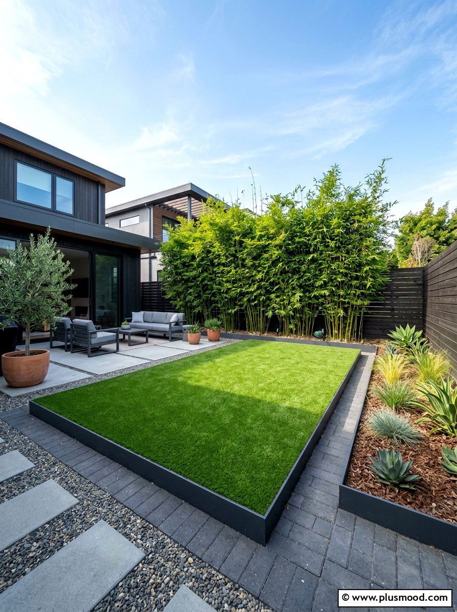 Modern minimalist turf - 25 small backyard ideas with artificial turf