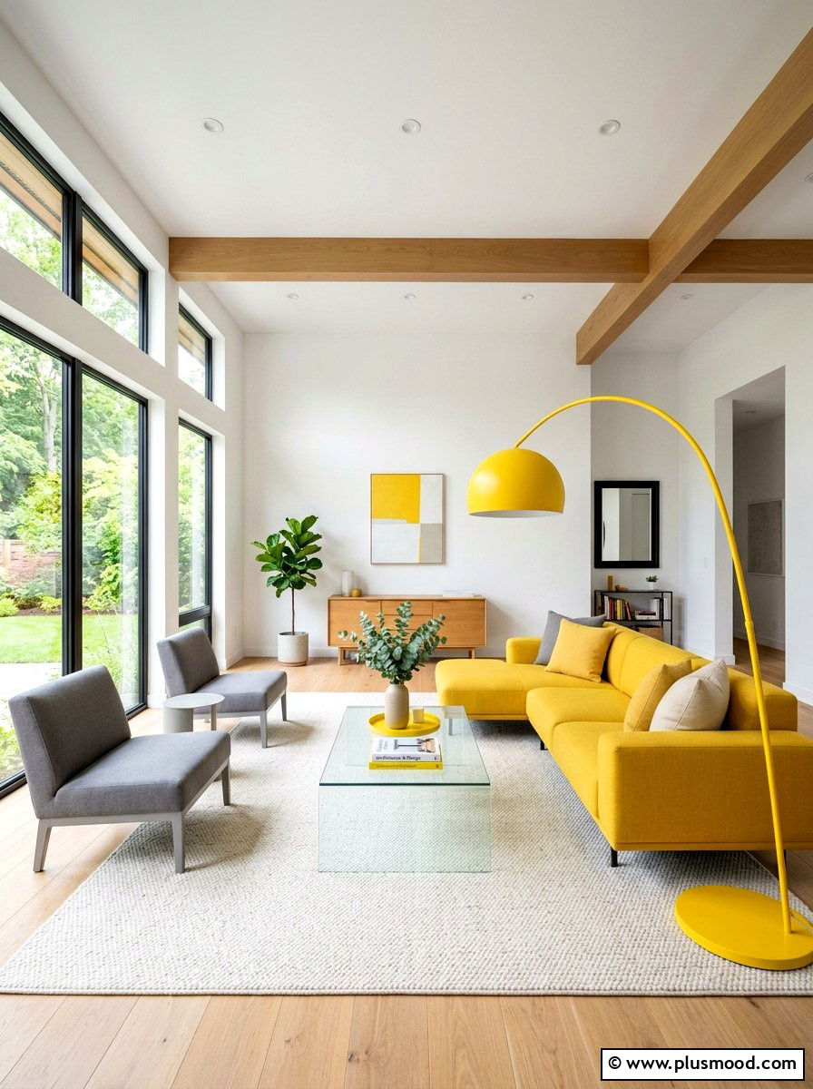 Modern minimalist yellow living room - 25 yellow summer living room ideas
