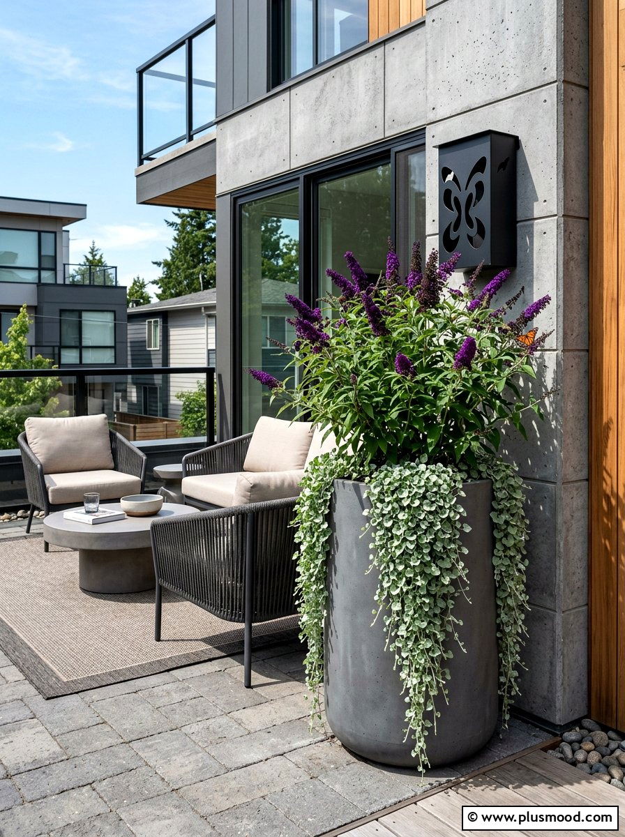 Modern patio planter - 25 small backyard ideas with butterfly house