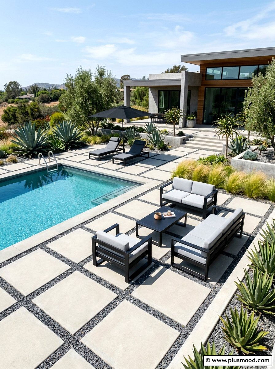 Modern pavers and gravel - 25 pool landscaping ideas with gravel