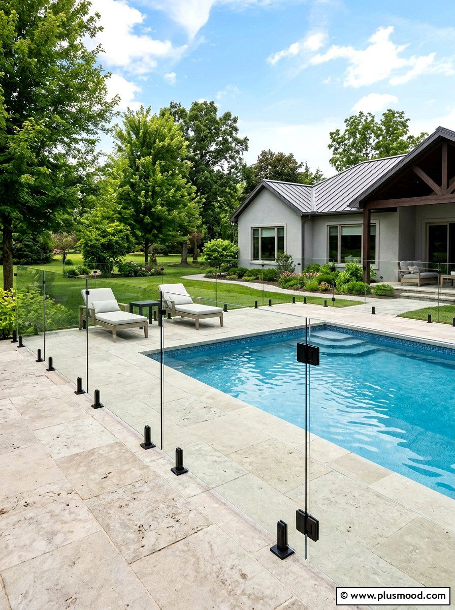 Modern pool fencing - 25 pool landscaping ideas for ranch homes