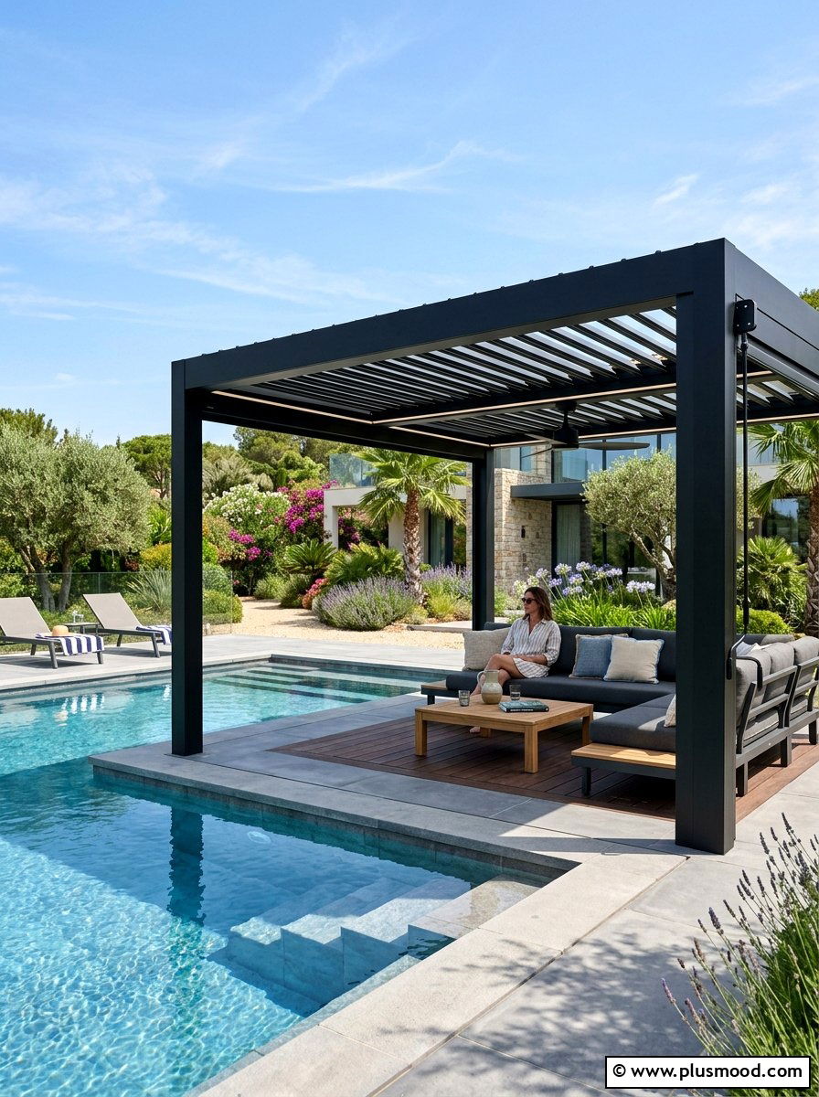 Modern pool pergola - 25 pool landscaping ideas for urban backyards
