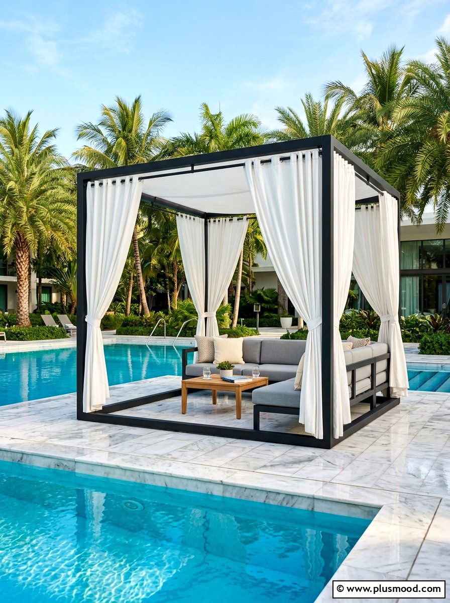 Modern poolside cabana - 25 summer cozy poolside nook ideas