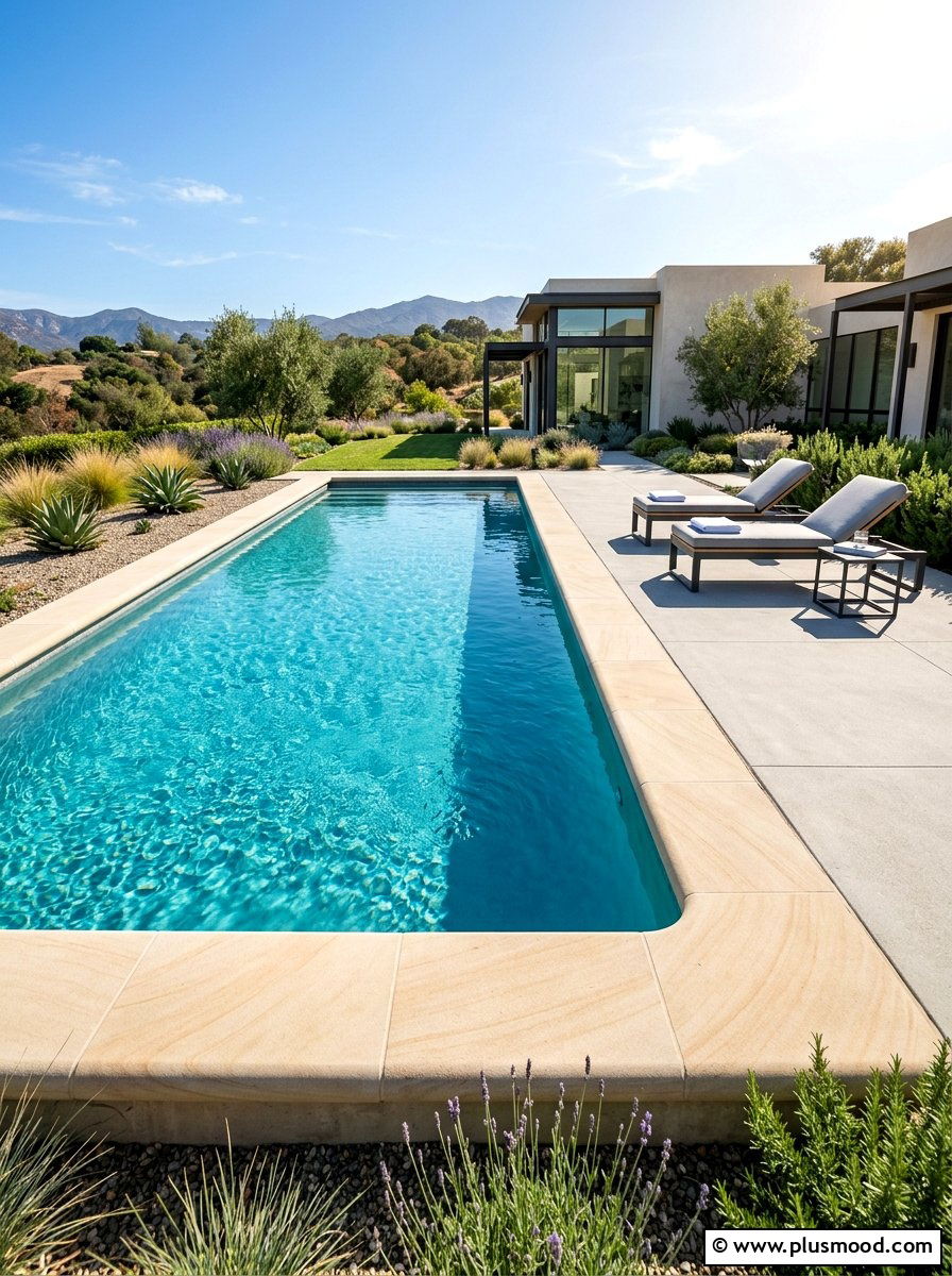 Modern sandstone pool coping - 25 pool landscaping ideas with sandstone