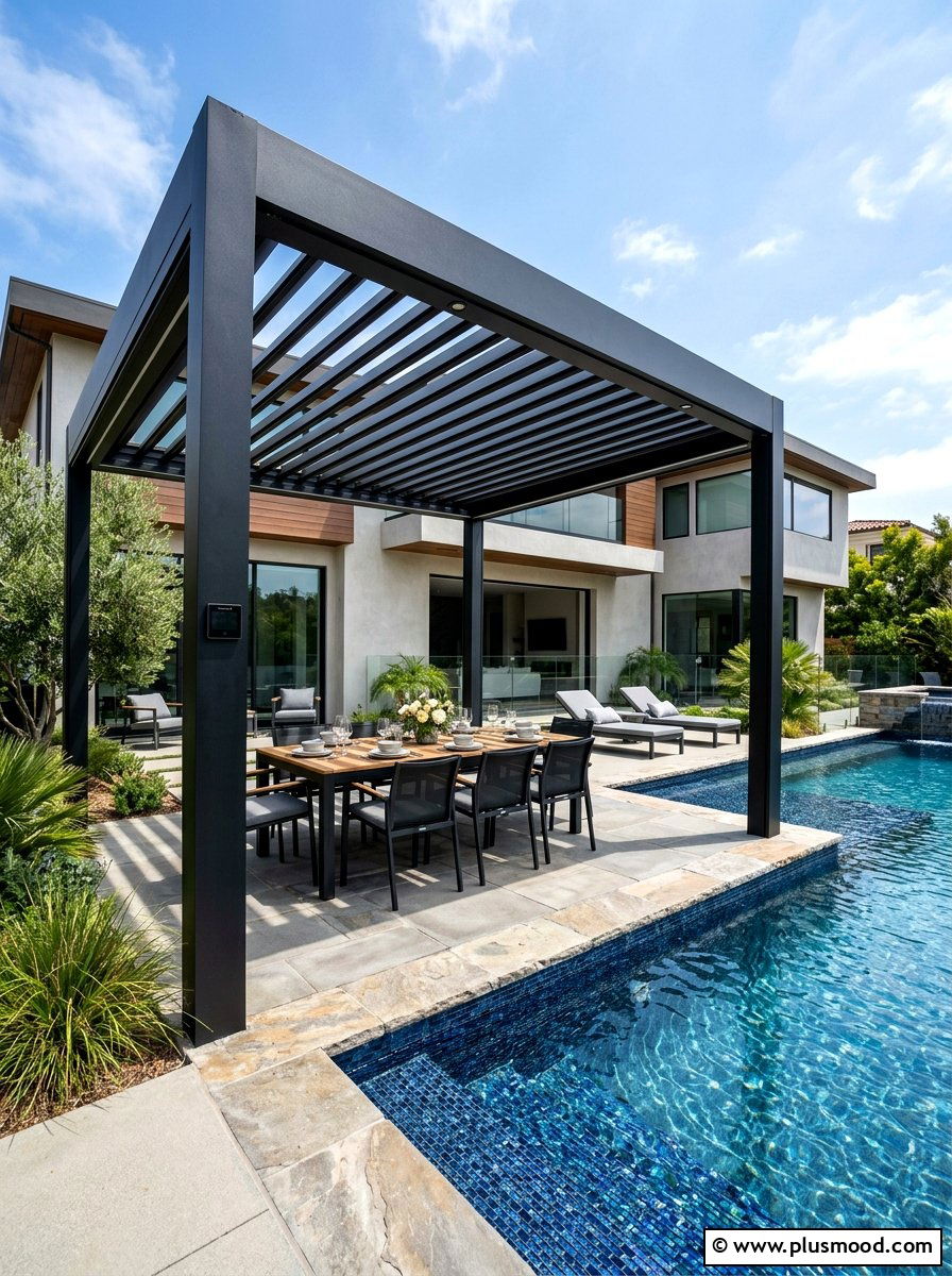 Modern shade pergolas - 25 pool landscaping ideas for desert climates