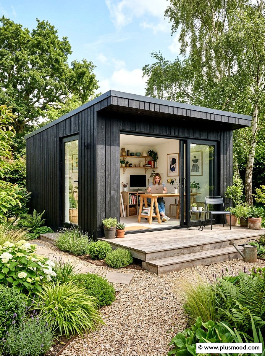 Modern shed studio - 25 small backyard ideas for narrow lots