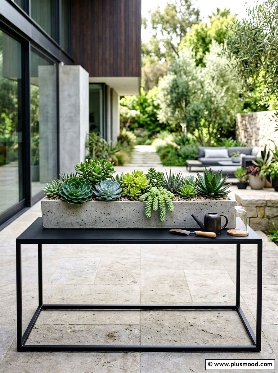 Modern succulent garden table display 1 - 25 summer porch table decor ideas