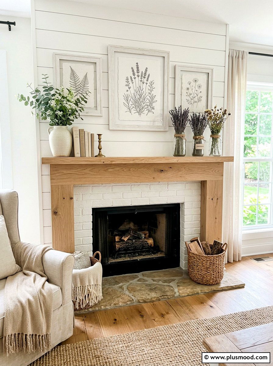 Modern summer farmhouse mantel - 25 summer modern summer decor ideas