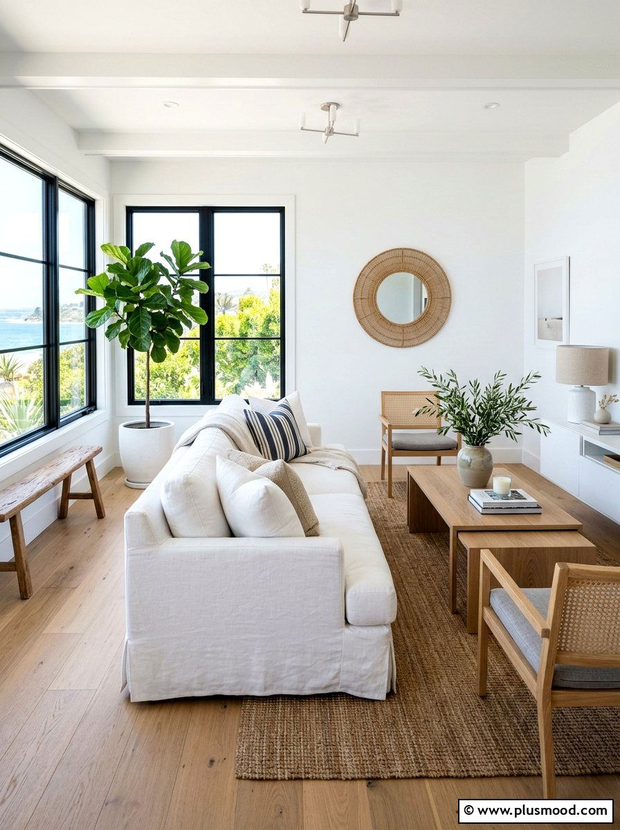 Modern white linen living room - 25 summer modern summer decor ideas