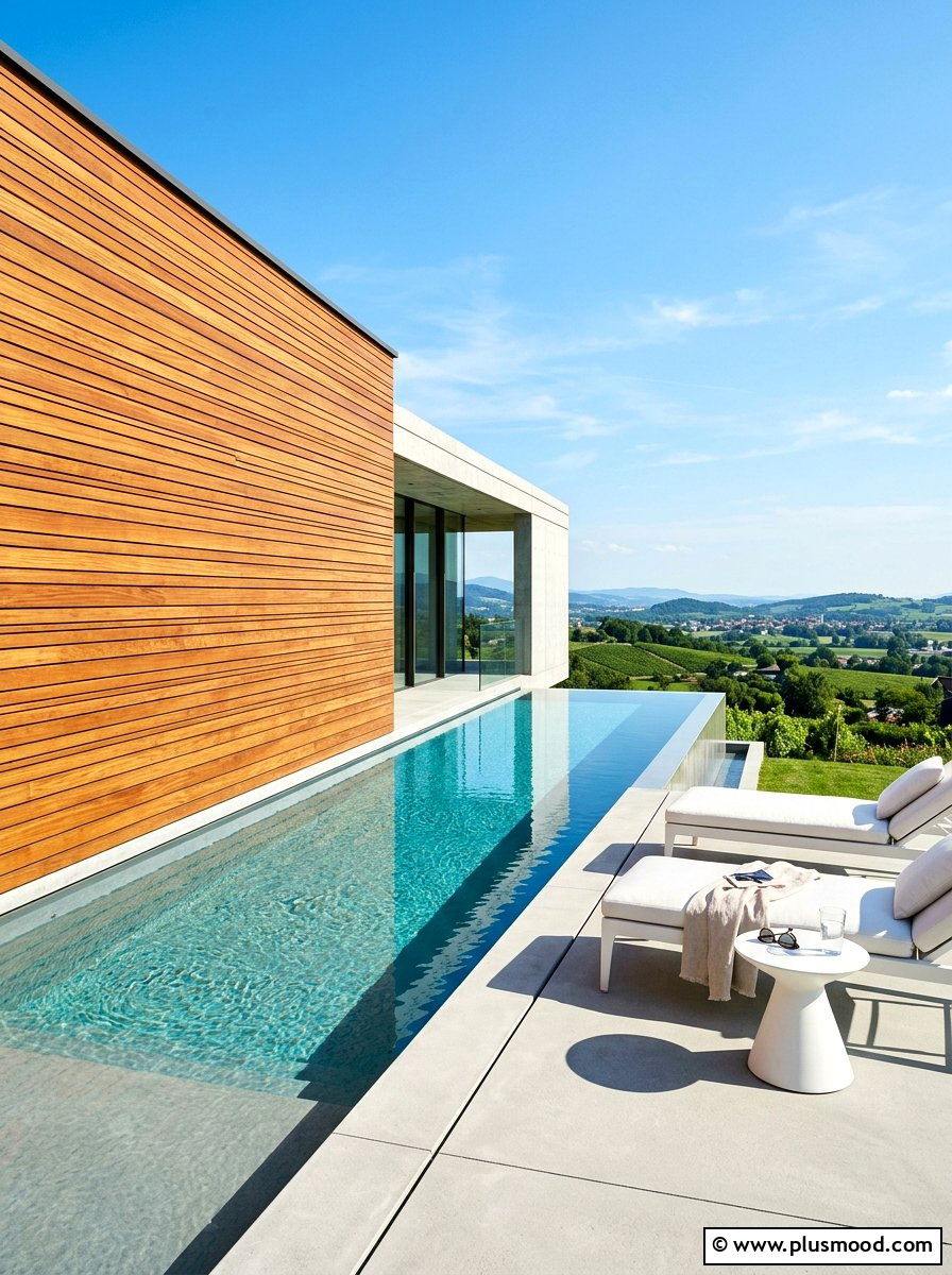 Modern wood slat wall - 25 summer pool privacy ideas
