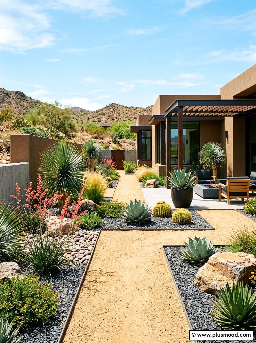 Modern xeriscape backyard - 25 summer full sun garden ideas