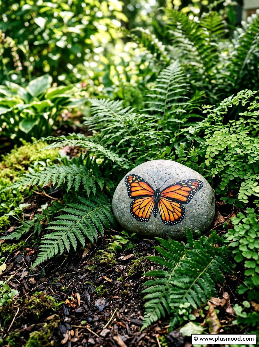 Monarch Butterfly Rock Painting - 25 painted rock ideas with butterflies