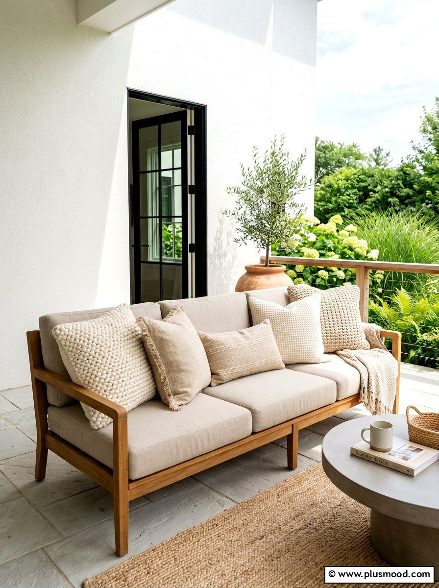 Monochromatic Outdoor Pillows - 25 summer modern front porch ideas