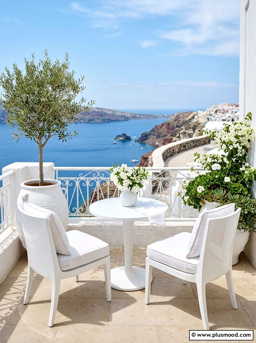 Monochromatic White Balcony Furniture - 25 summer minimal balcony ideas