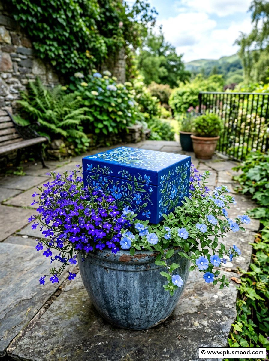 Monochromatic blue box - 25 summer planter box ideas