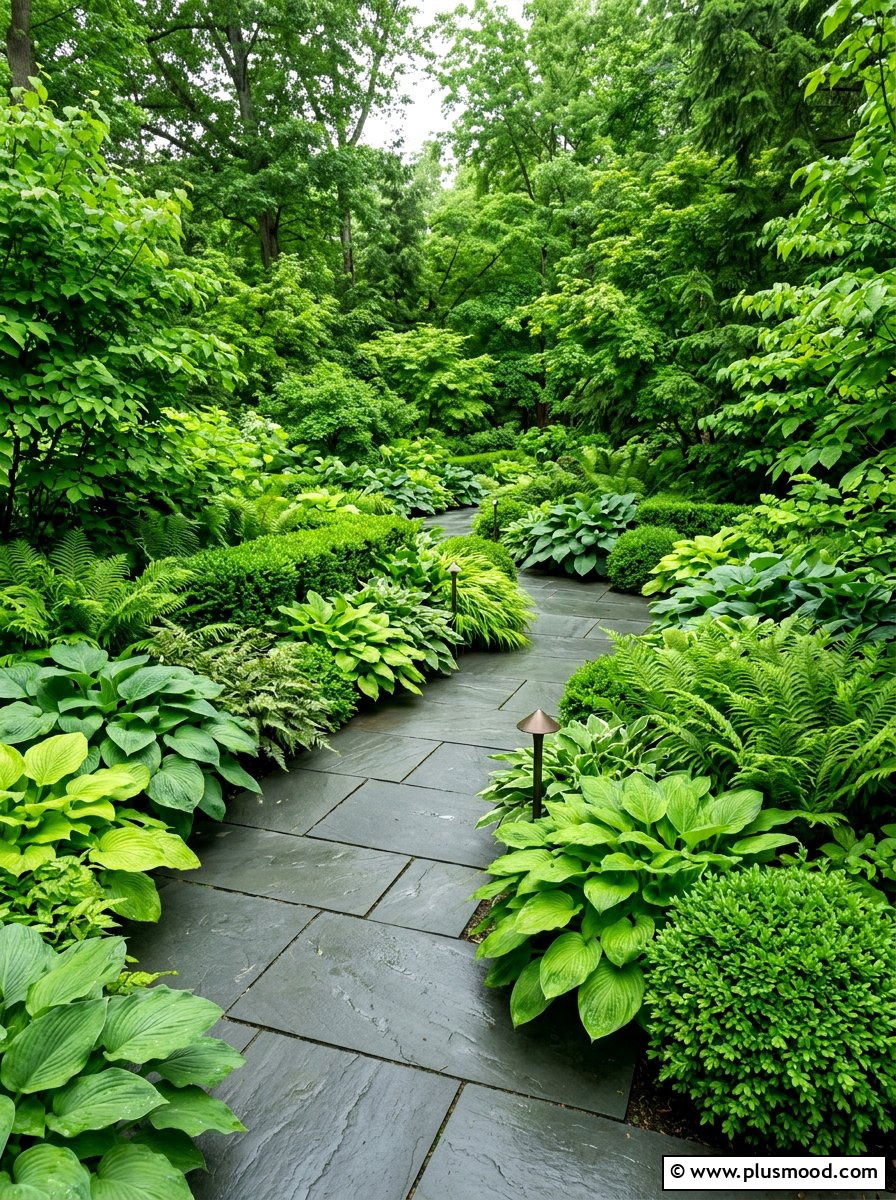 Monochromatic green garden - 25 summer color scheme landscaping ideas