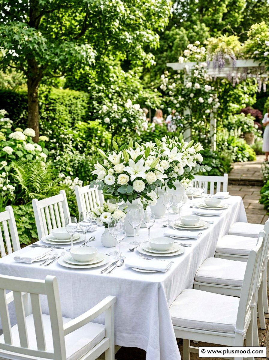 Monochromatic white party - 25 summer entertaining table ideas