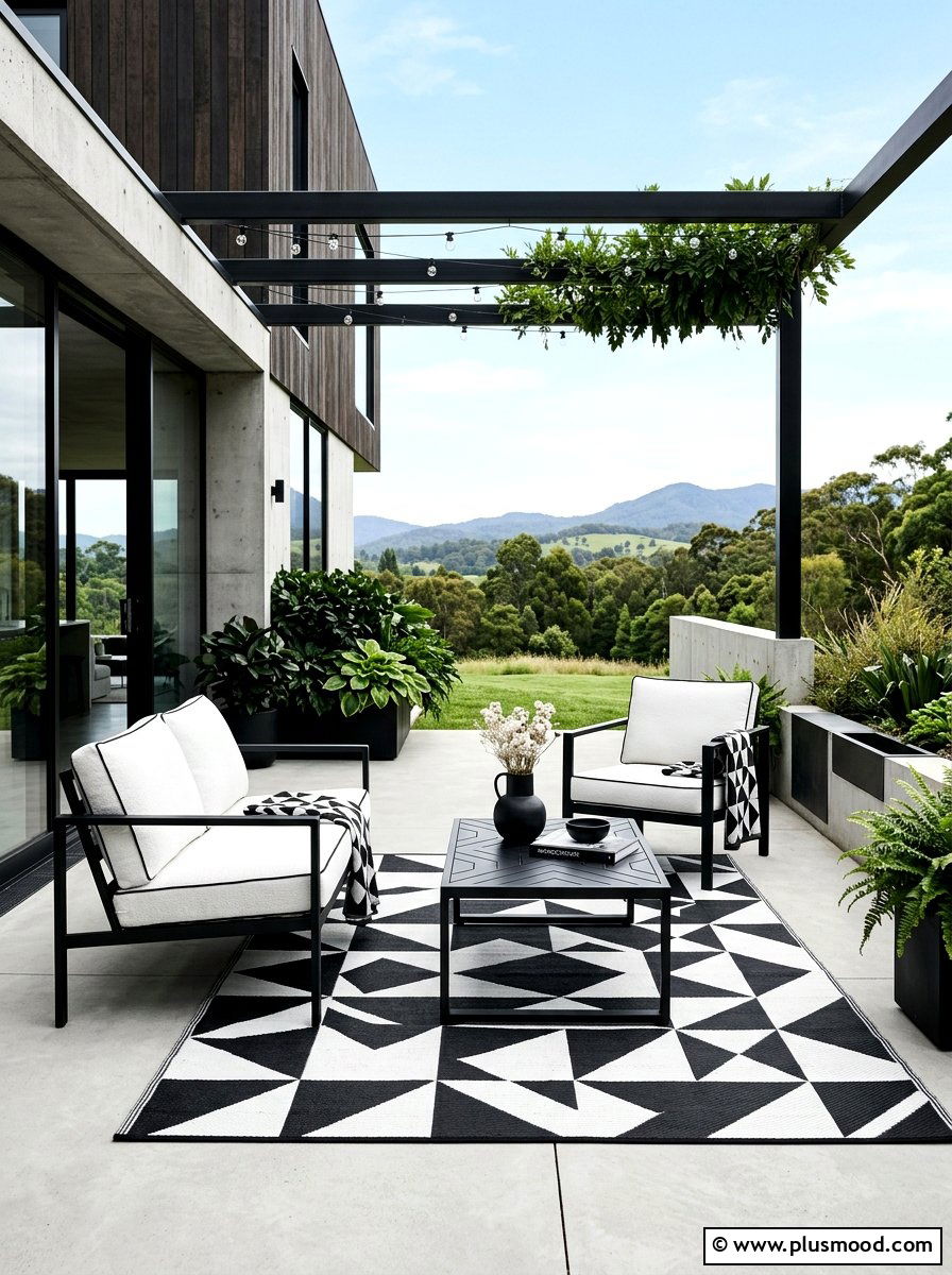 Monochrome Black and White - 25 simple summer patio ideas
