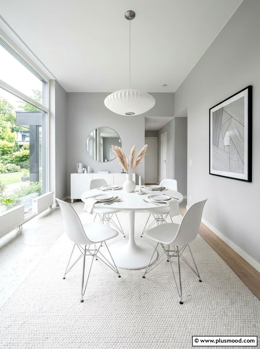 Monochrome Dining Space - 25 summer minimalist summer decor ideas