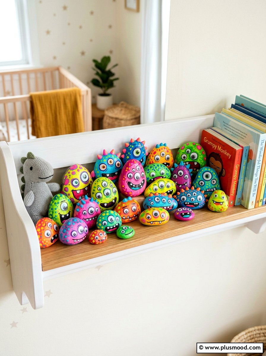 Monster painted rock - 25 painted rock ideas for beginners