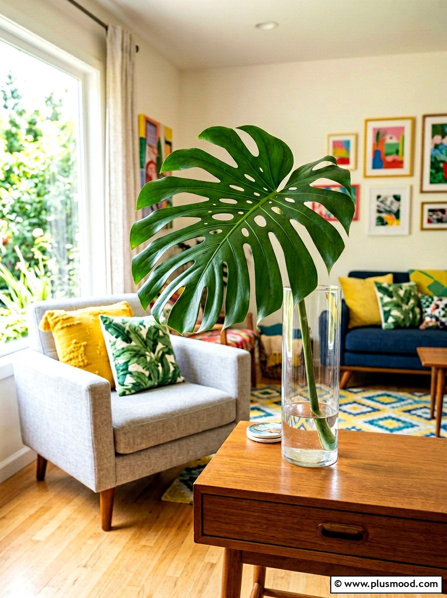 Monstera leaf vase - 25 summer greenery decor ideas for living room