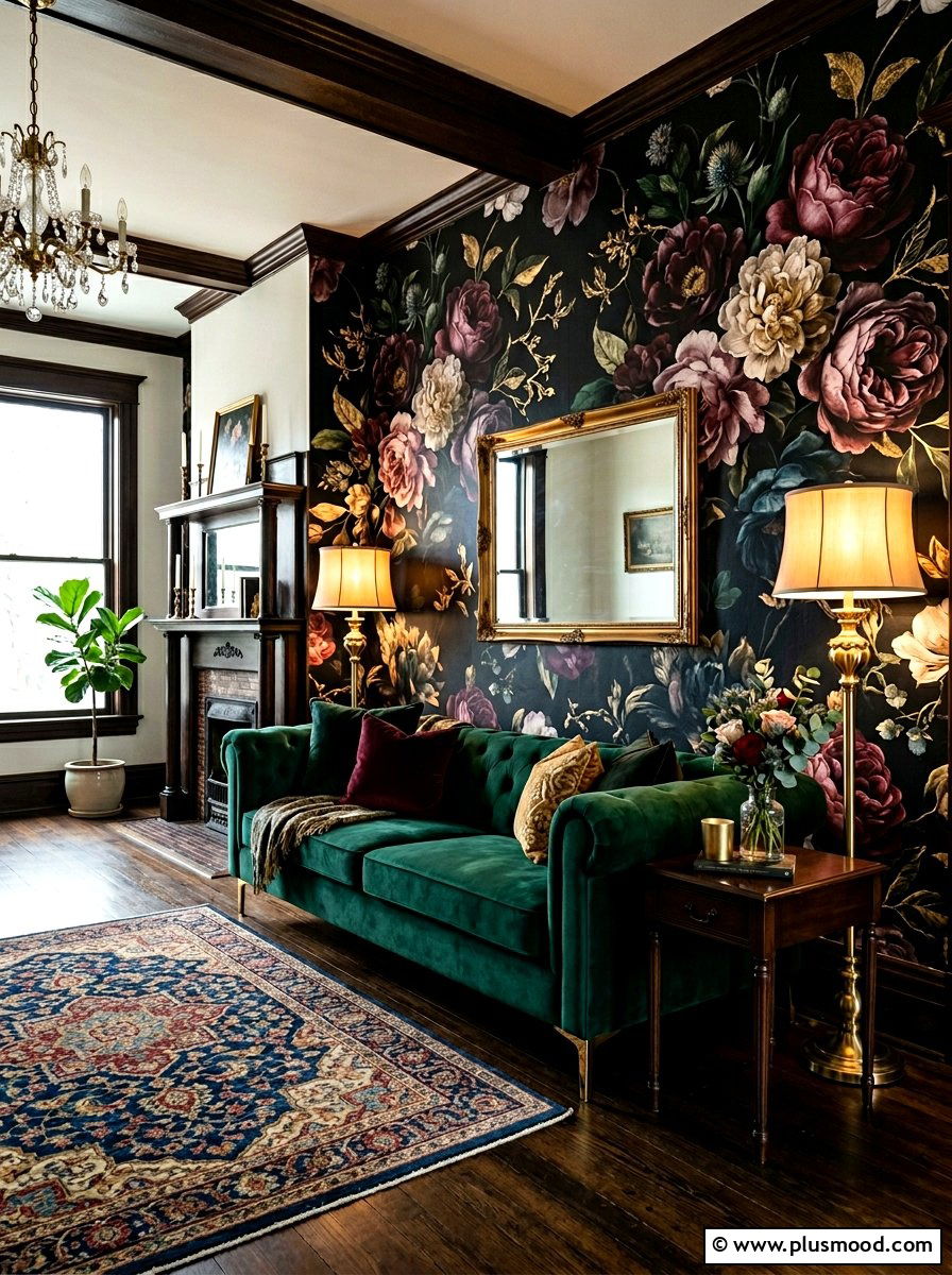Moody floral wall accents - 25 summer to fall living room decor ideas