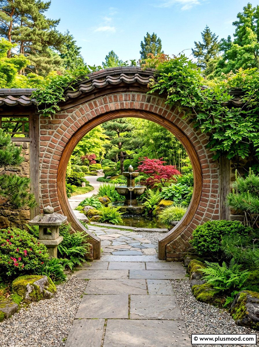 Moon Gate Garden Entrance - 25 summer garden gate front yard ideas