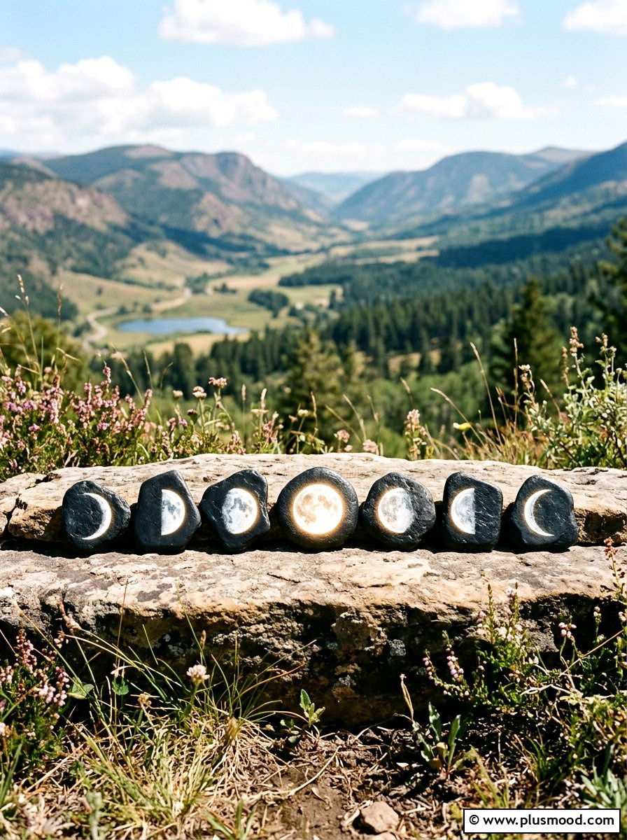 Moon Phase Rock - 25 painted rock ideas with glow in the dark paint