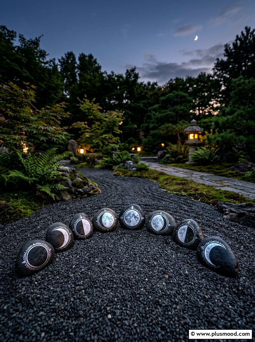 Moon Phase Rock Set - 25 painted rock ideas for zen garden