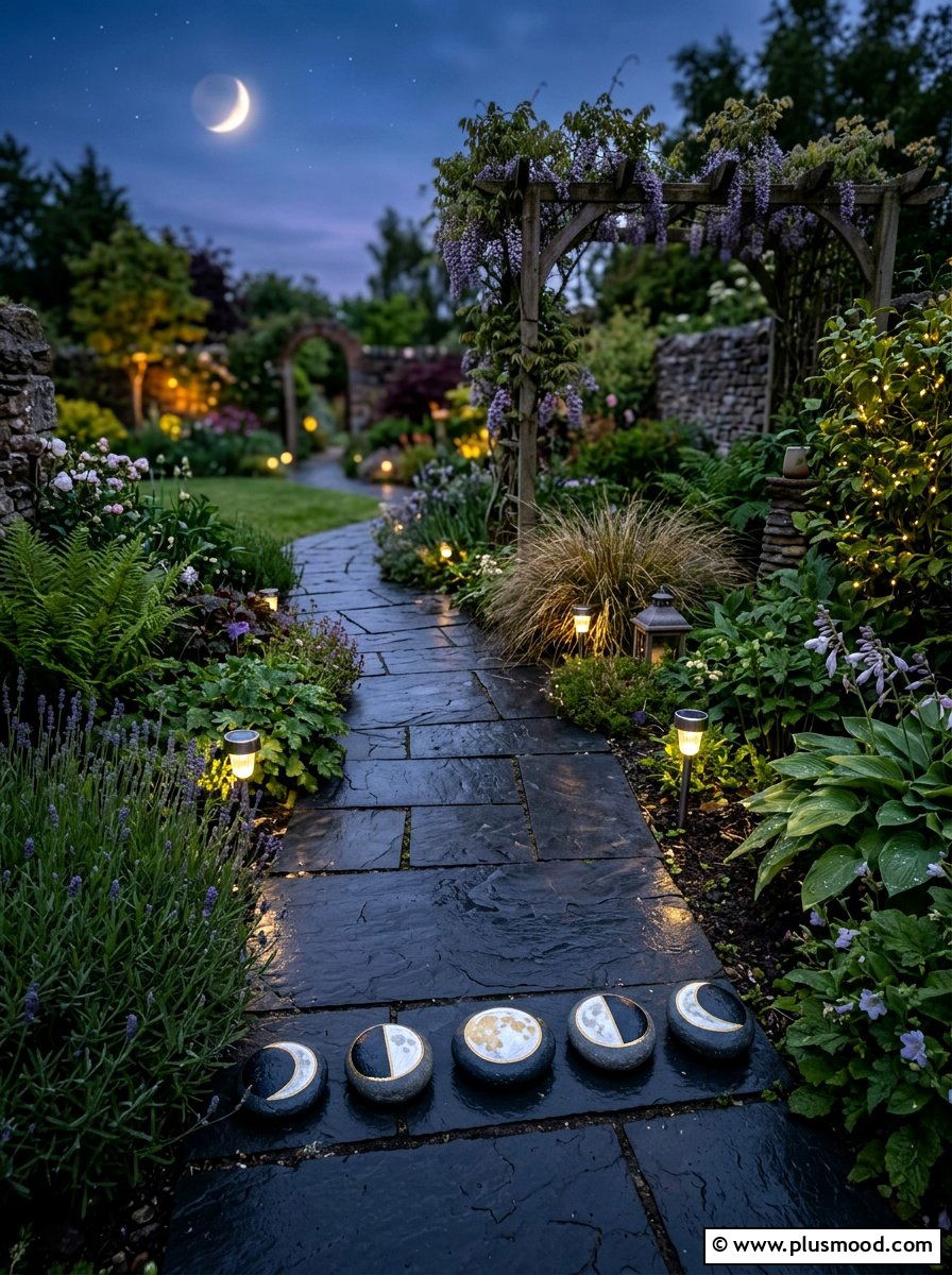 Moon Phase - 25 painted rock ideas for koi pond decor